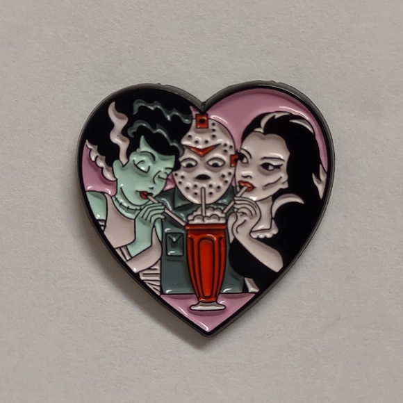 2/$10 Heart-Shaped Horror Character Enamel Pin - Picture 1 of 2